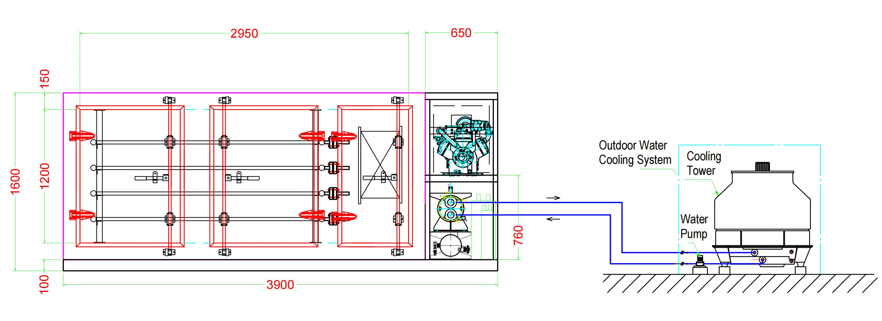 Drawing of SPEEDCRYO 250KG Contact Cold Plate Freezer