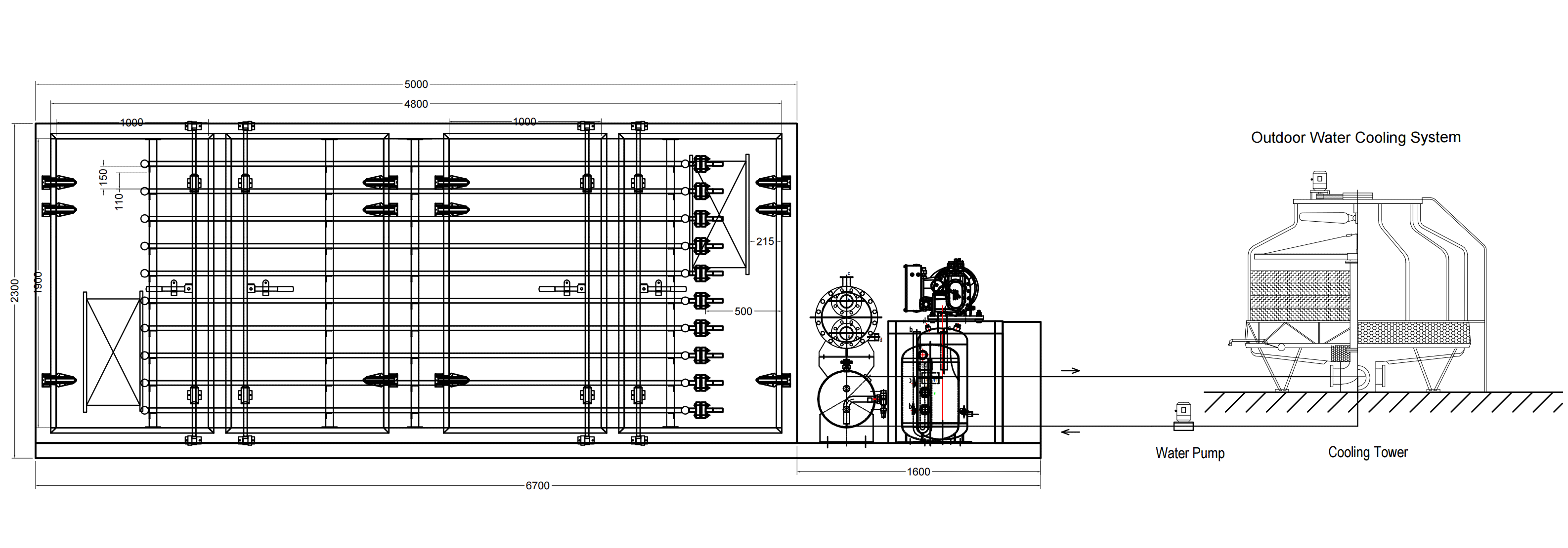 Drawing of SPEEDCRYO 1500KG Semi Contact Plate Freezer