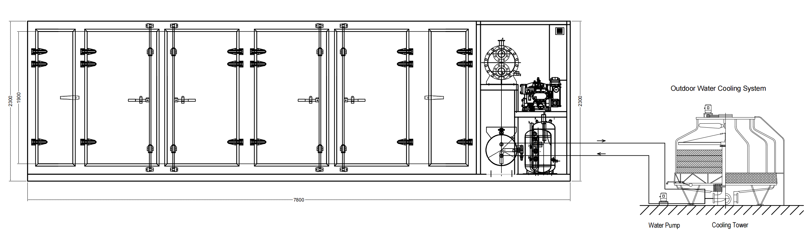 Drawing of SPEEDCRYO 2000KG Cold Plate Freezer