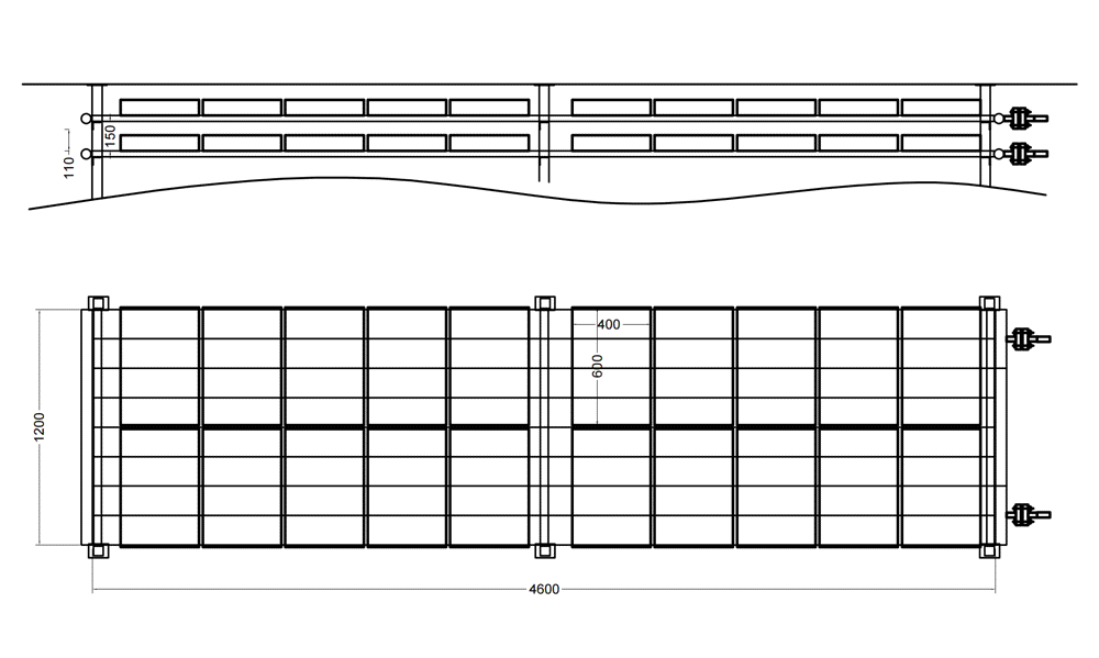 Plate Drawing of 2000KG Cold Plate Freezer