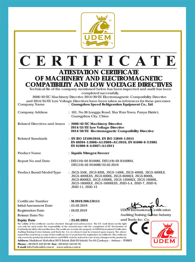 SPEEDCRYO's CE Certificate