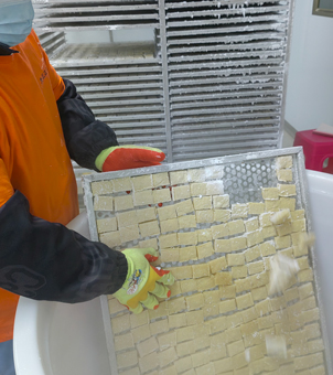 Frozen tofu with liquid nitrogen